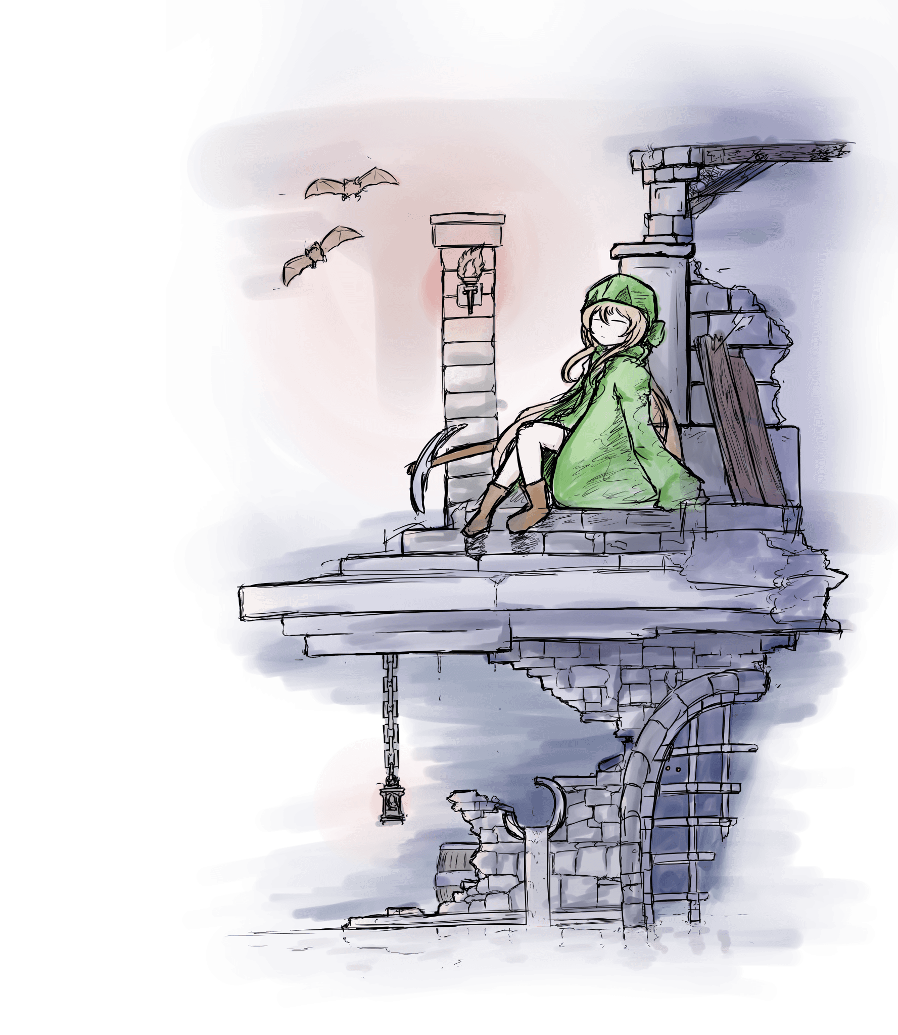 トップページのイラスト ダンジョンで寛ぐ私